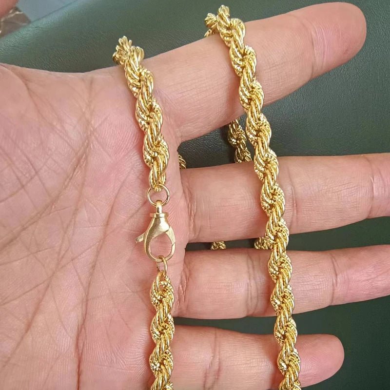 18k Gold Rope Chain Necklace for Men and Women