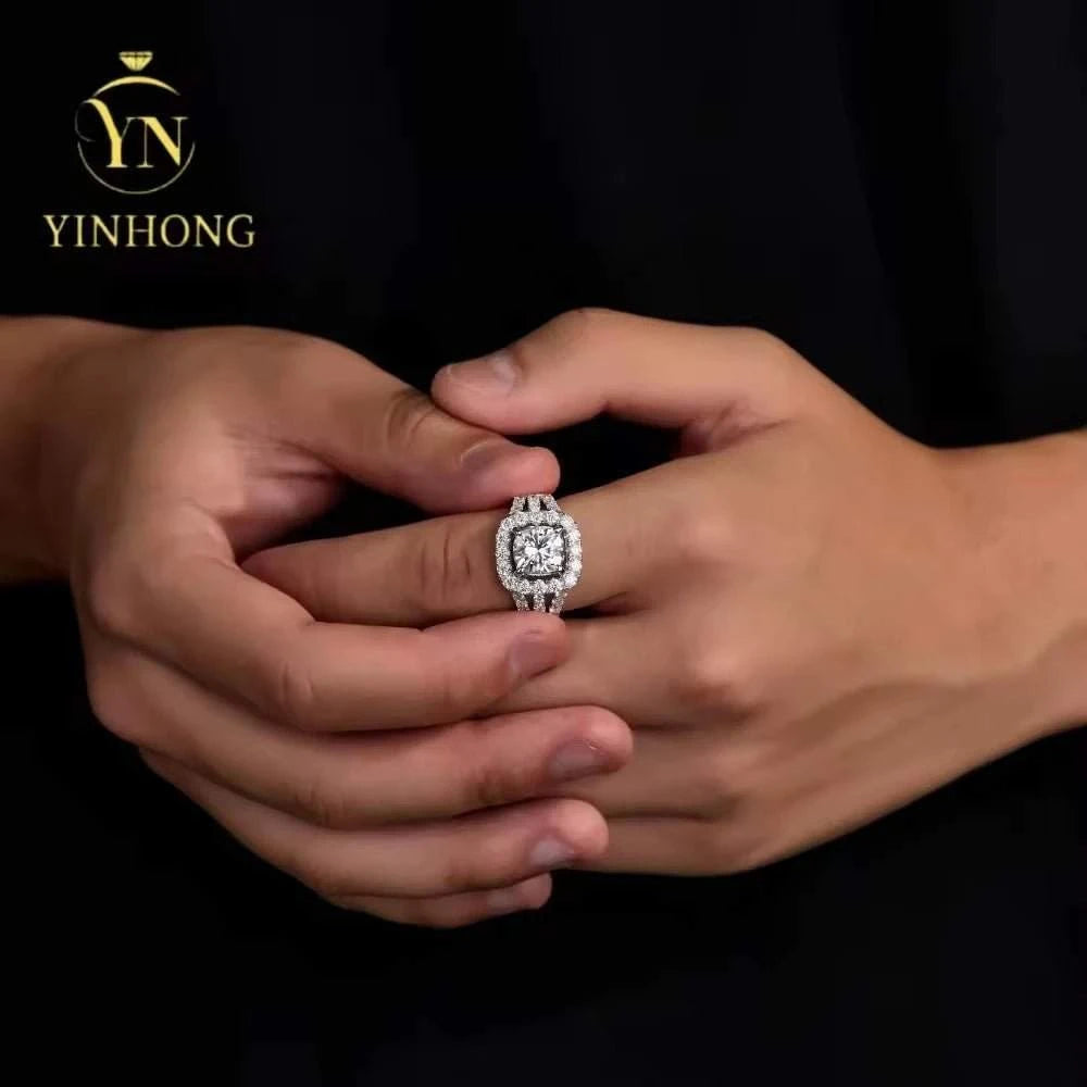 YINHONG S925 Silver Ring with Moissanite for Women