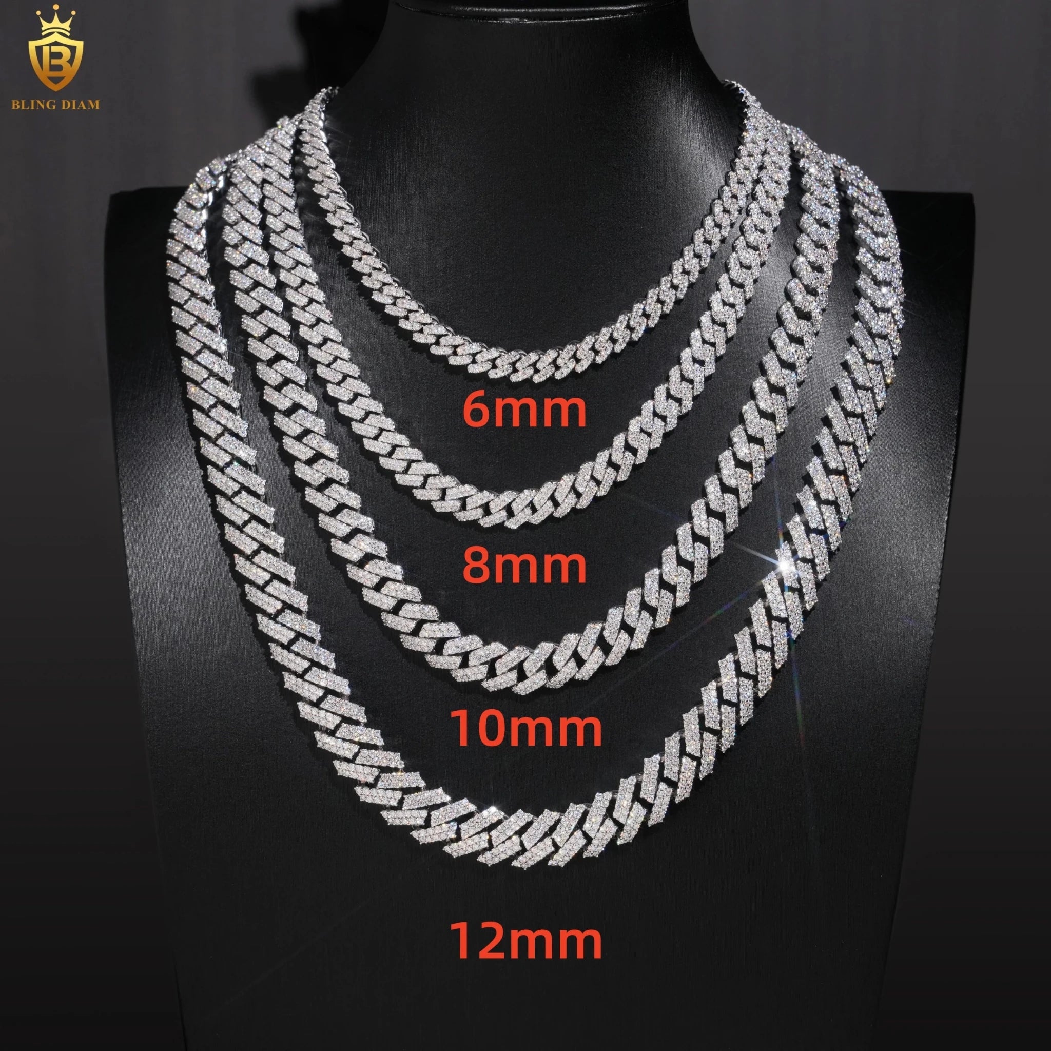 925 Silver VVS Moissanite Cuban Link Chain Necklace Bracelet