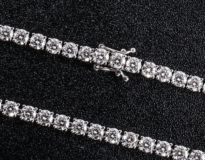 Tennis Chain Necklace Moissanite VVS 925 Sterling Silver