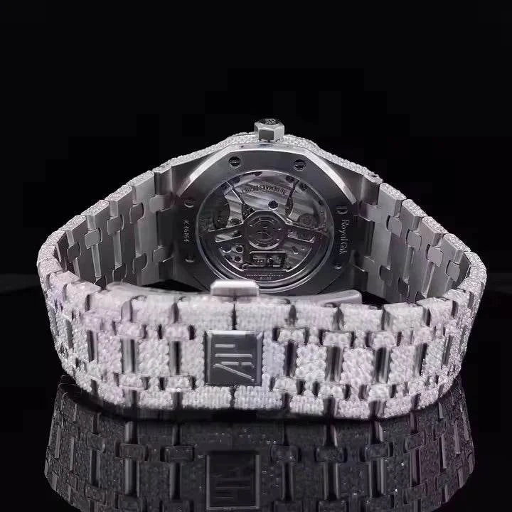 Moissanite Diamond Watch Stainless Steel Band Men