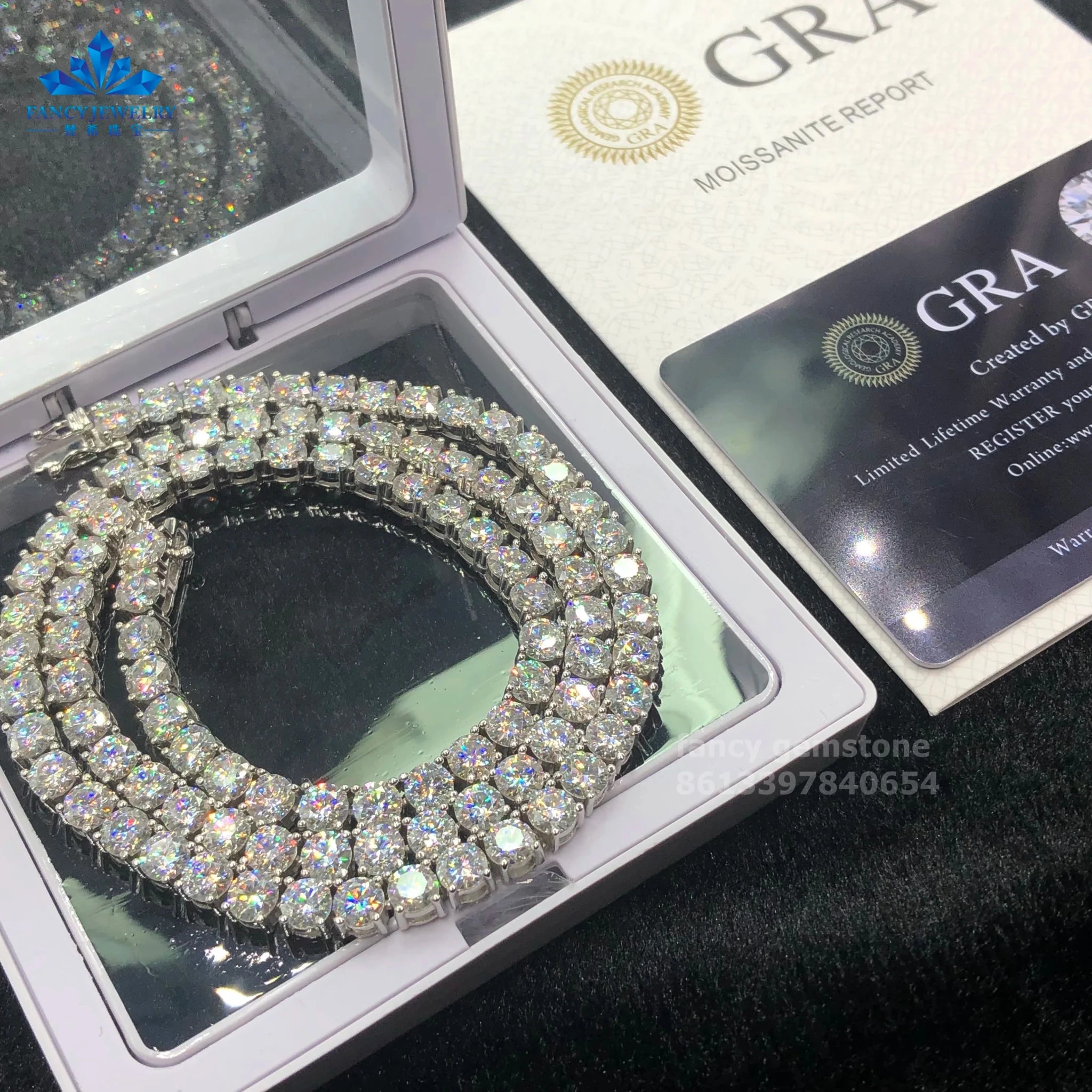 Classic Moissanite Silver Necklace 2MM to 6.5MM