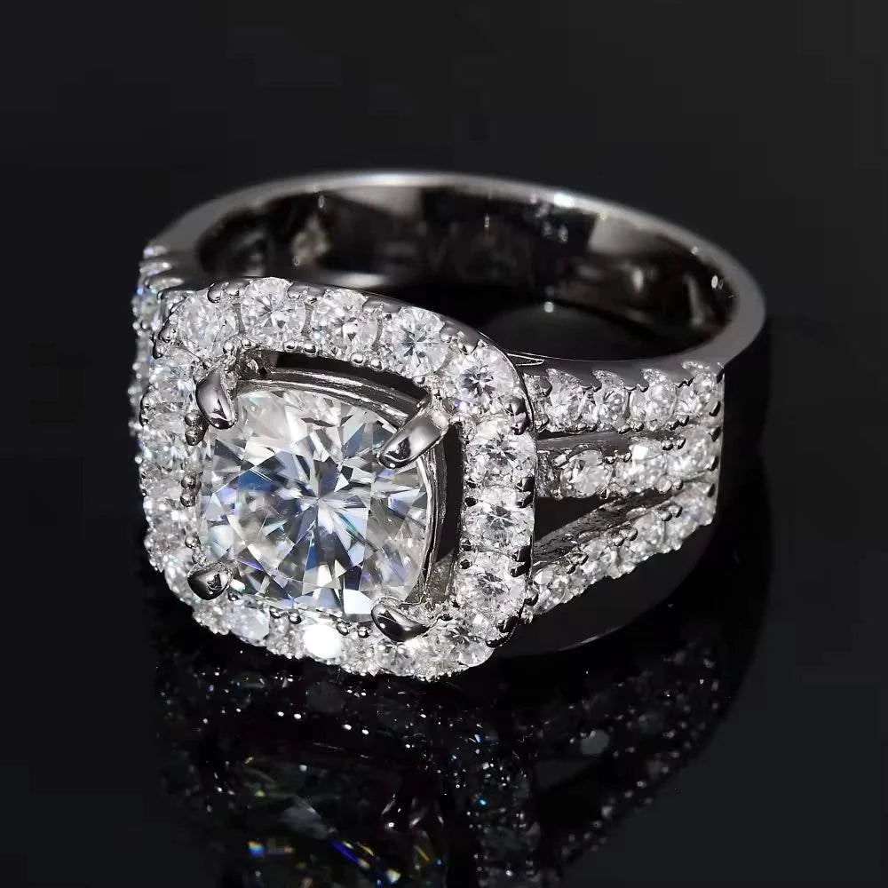 YINHONG S925 Silver Ring with Moissanite for Women