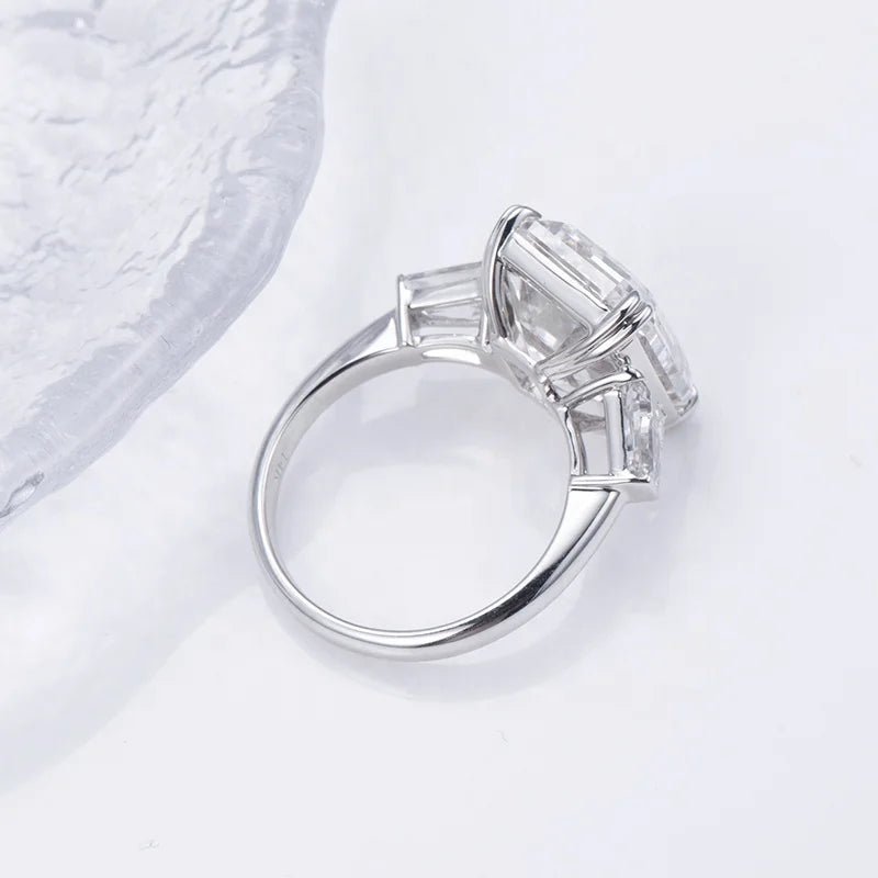 Emerald Cut Lab Diamond Ring 18K Gold Wedding Band