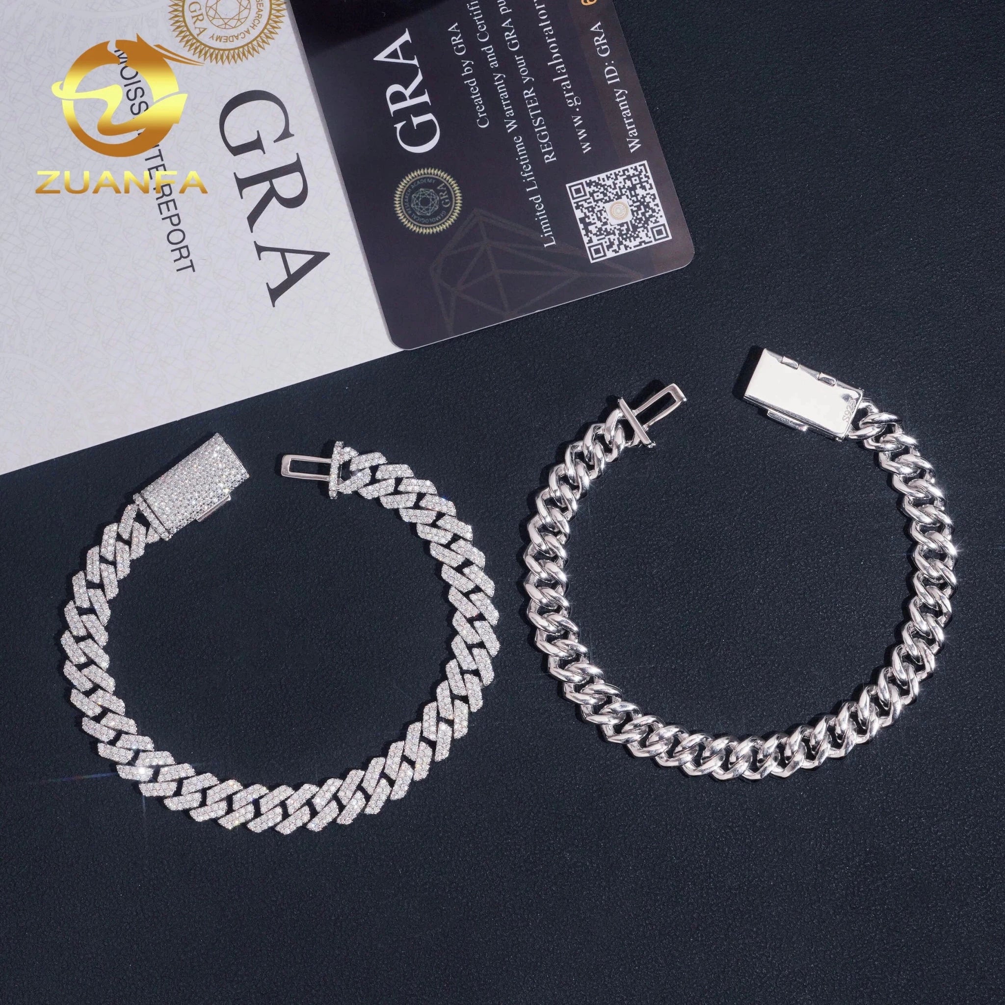 8mm Moissanite Cuban Link Chain Bracelet 925 Silver