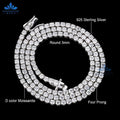 925 Sterling Silver Moissanite Tennis Necklace 3mm to 6.5mm