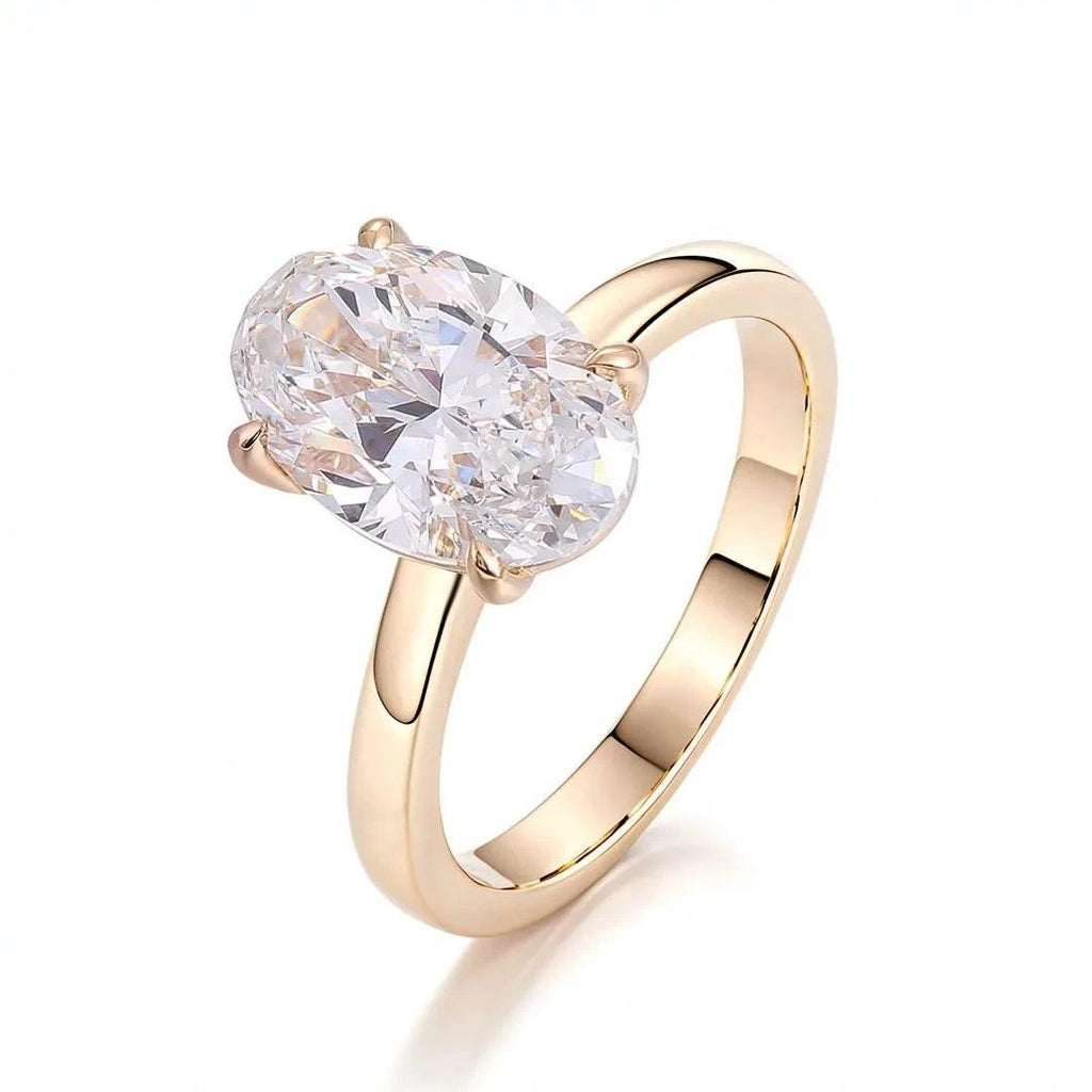 3 Carat Oval Cut Lab Grown Diamond Ring in 18k Gold