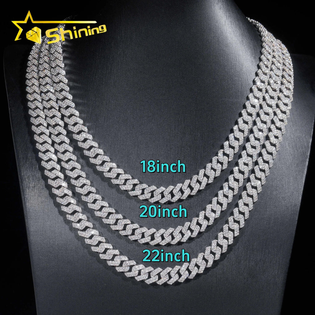 925 Silver Moissanite Cuban Link Chain 10mm Iced Out