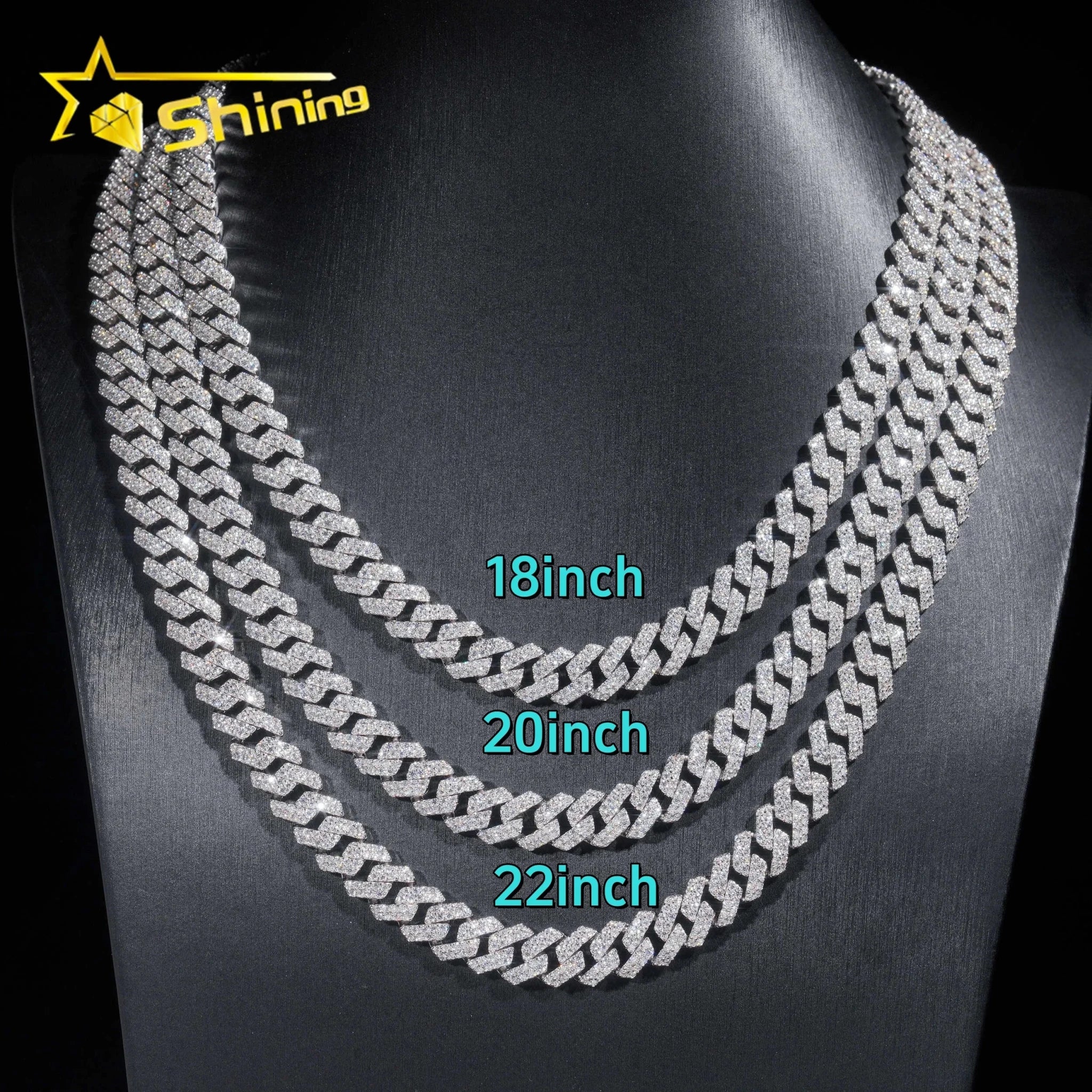 925 Silver Moissanite Cuban Link Chain 10mm Iced Out