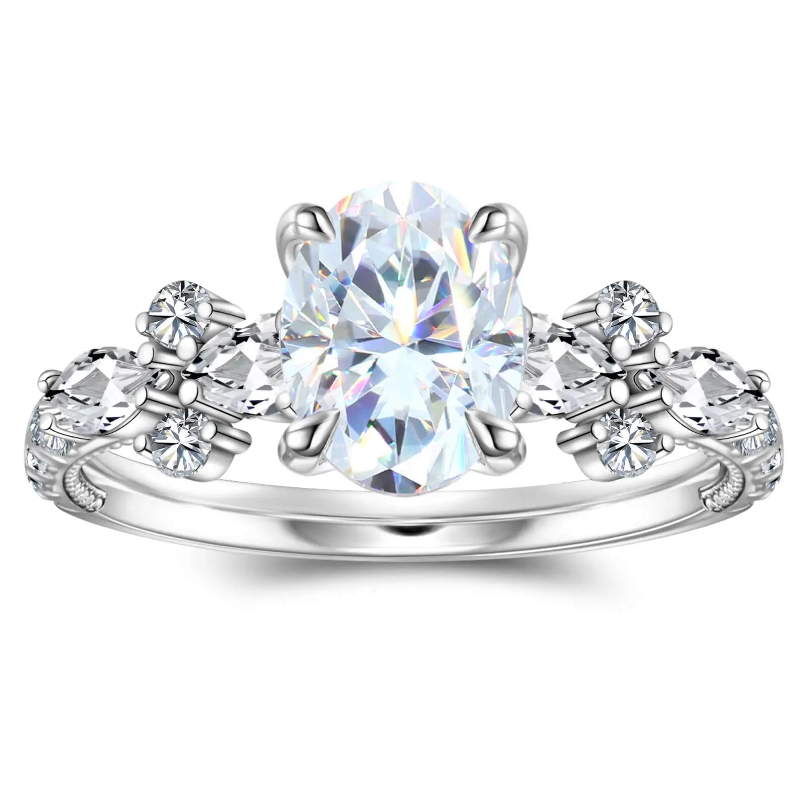 Oval Moissanite Engagement Ring 925 Sterling Silver