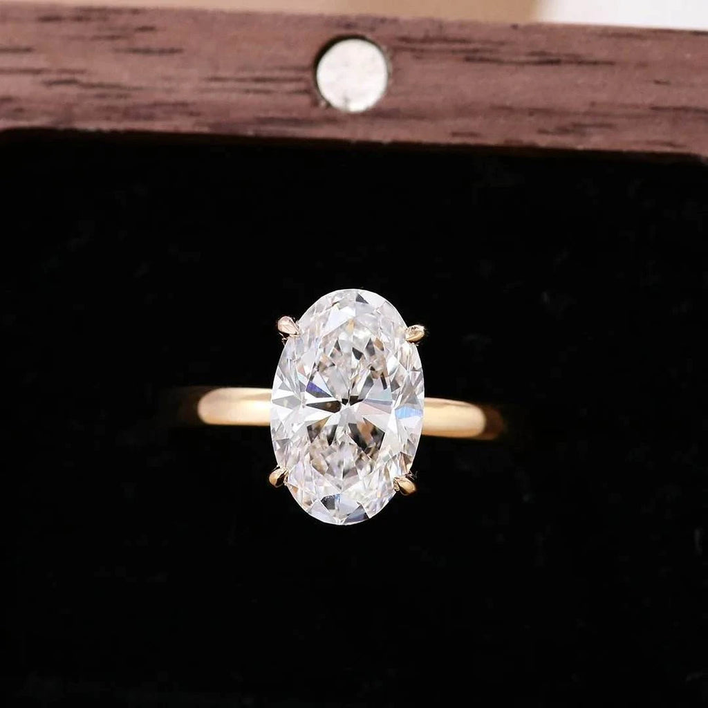3 Carat Oval Cut Lab Grown Diamond Ring in 18k Gold
