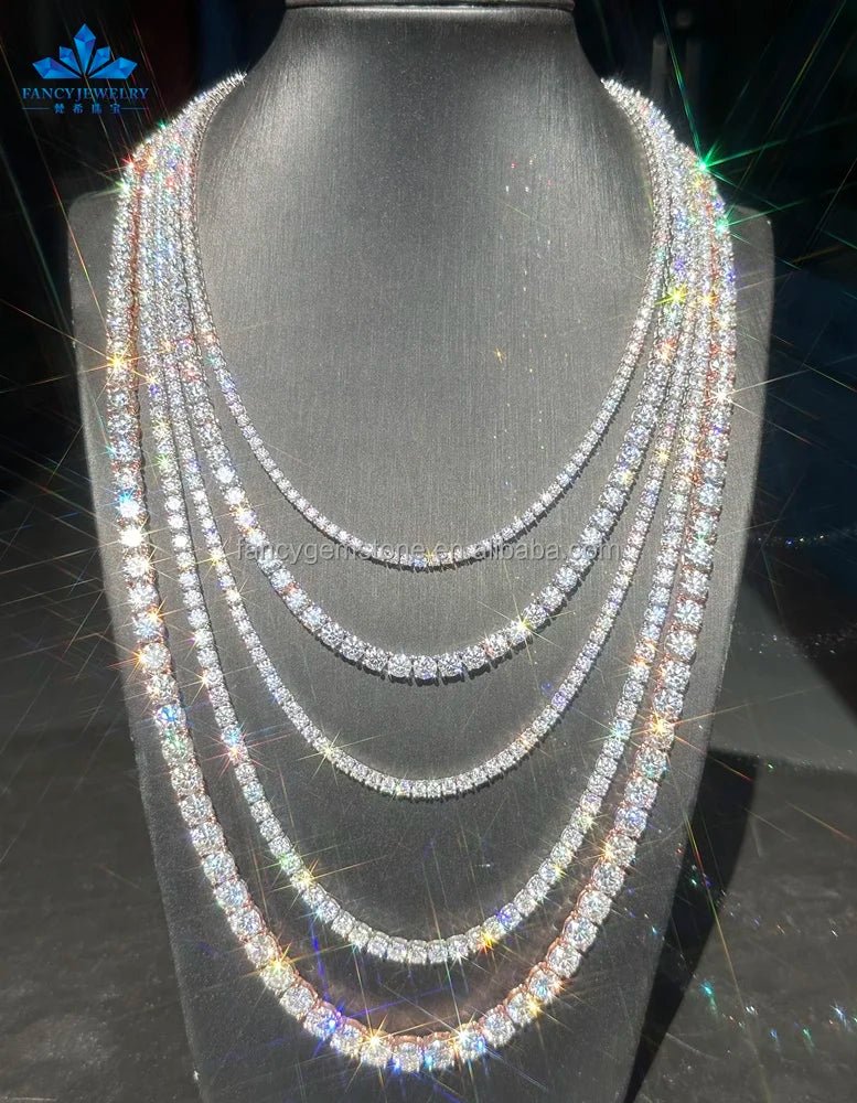 Classic Moissanite Silver Necklace 2MM to 6.5MM