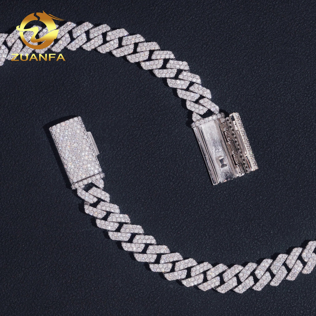 8mm Moissanite Cuban Link Chain Bracelet 925 Silver