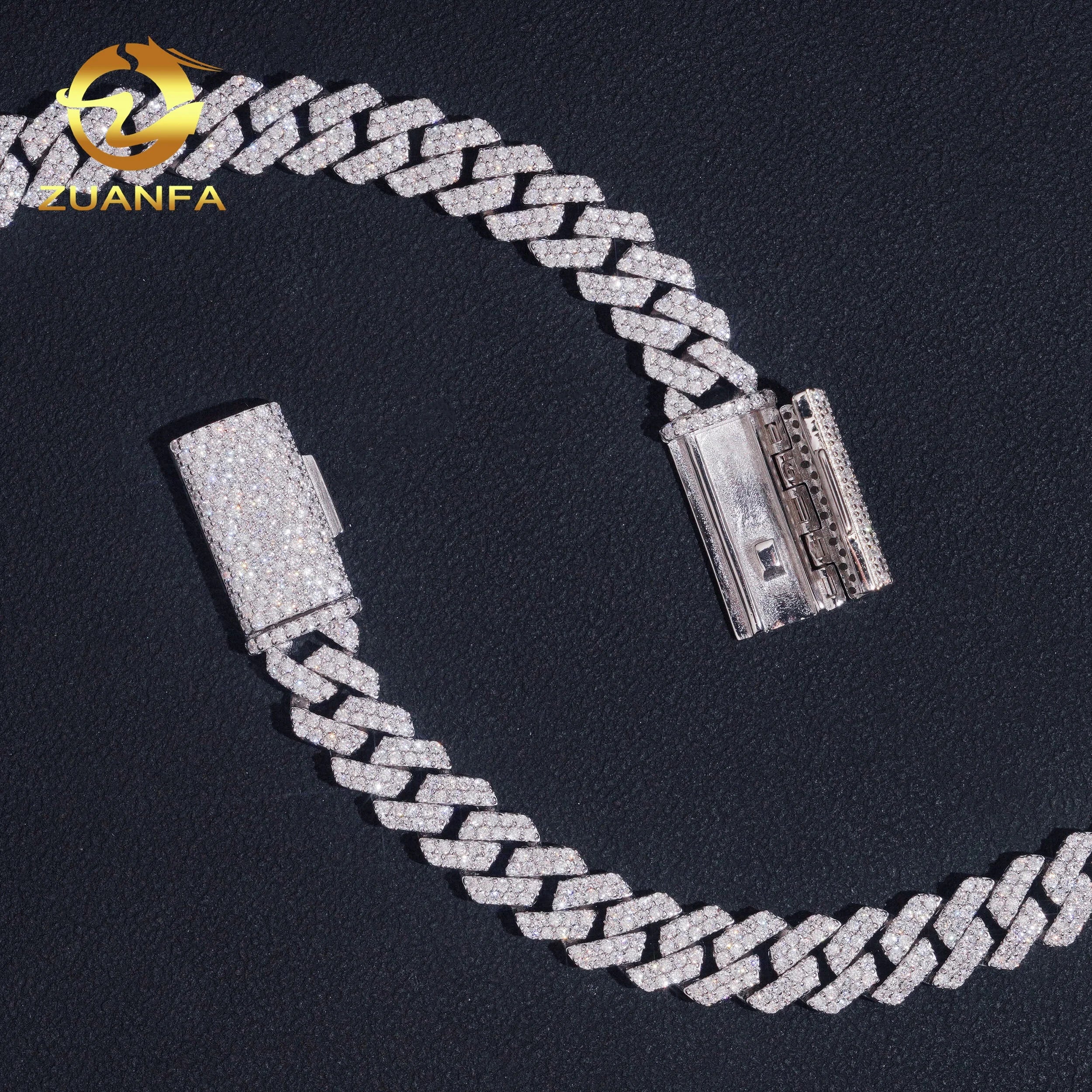 8mm Moissanite Cuban Link Chain Bracelet 925 Silver