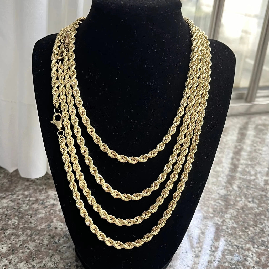 18k Gold Rope Chain Necklace for Men and Women