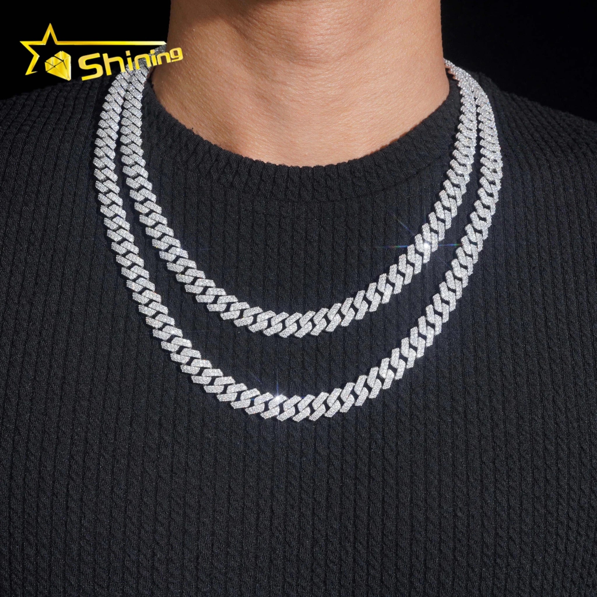 925 Silver Moissanite Cuban Link Chain 10mm Iced Out