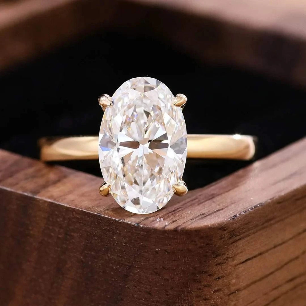 3 Carat Oval Cut Lab Grown Diamond Ring in 18k Gold
