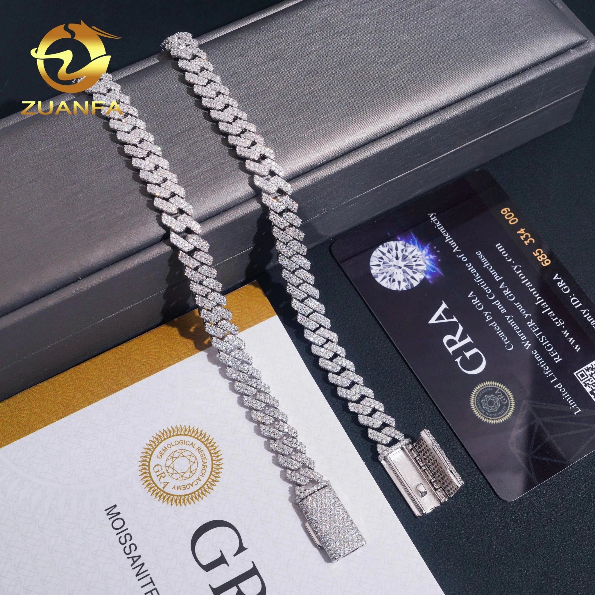 8mm Moissanite Cuban Link Chain Bracelet 925 Silver