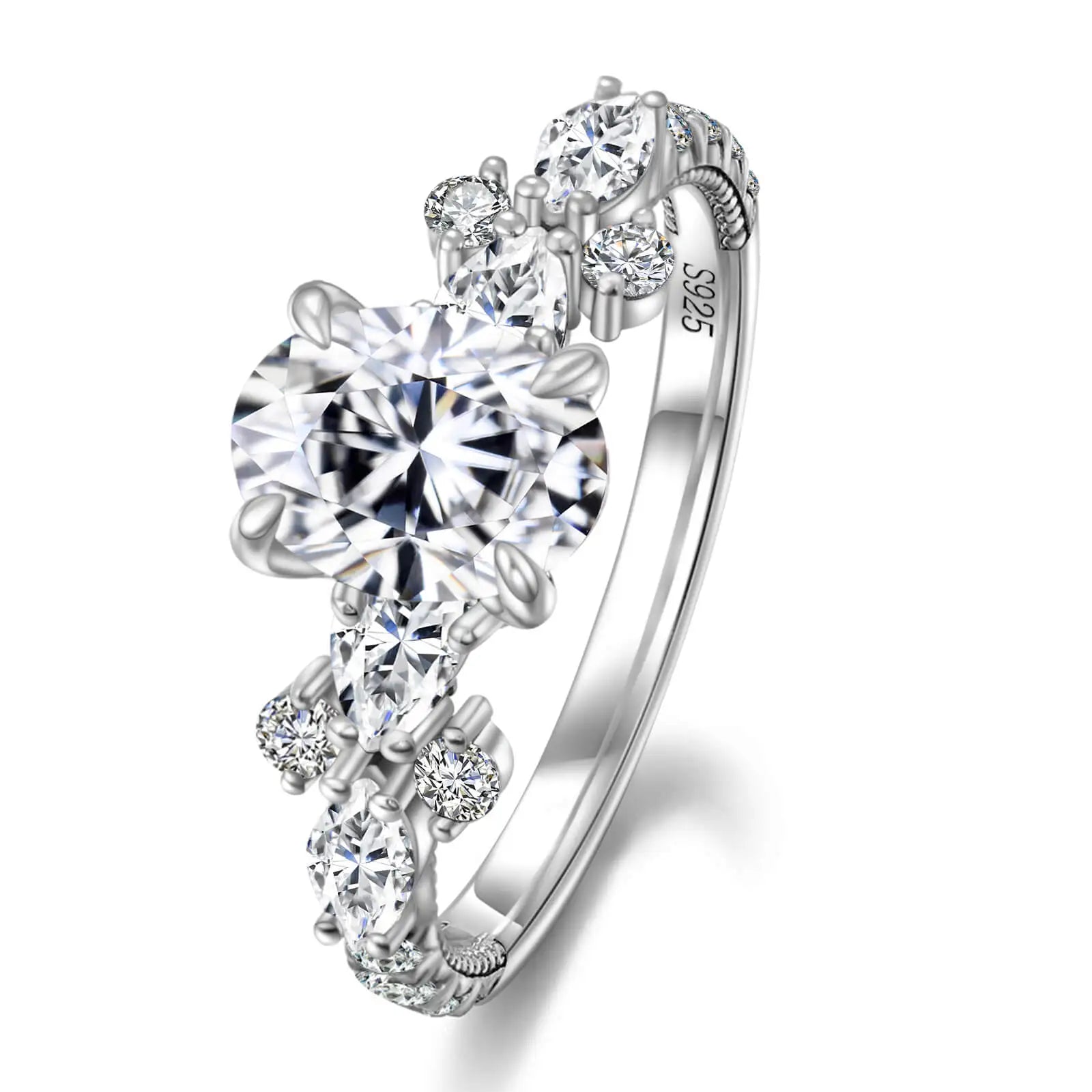 Oval Moissanite Engagement Ring 925 Sterling Silver