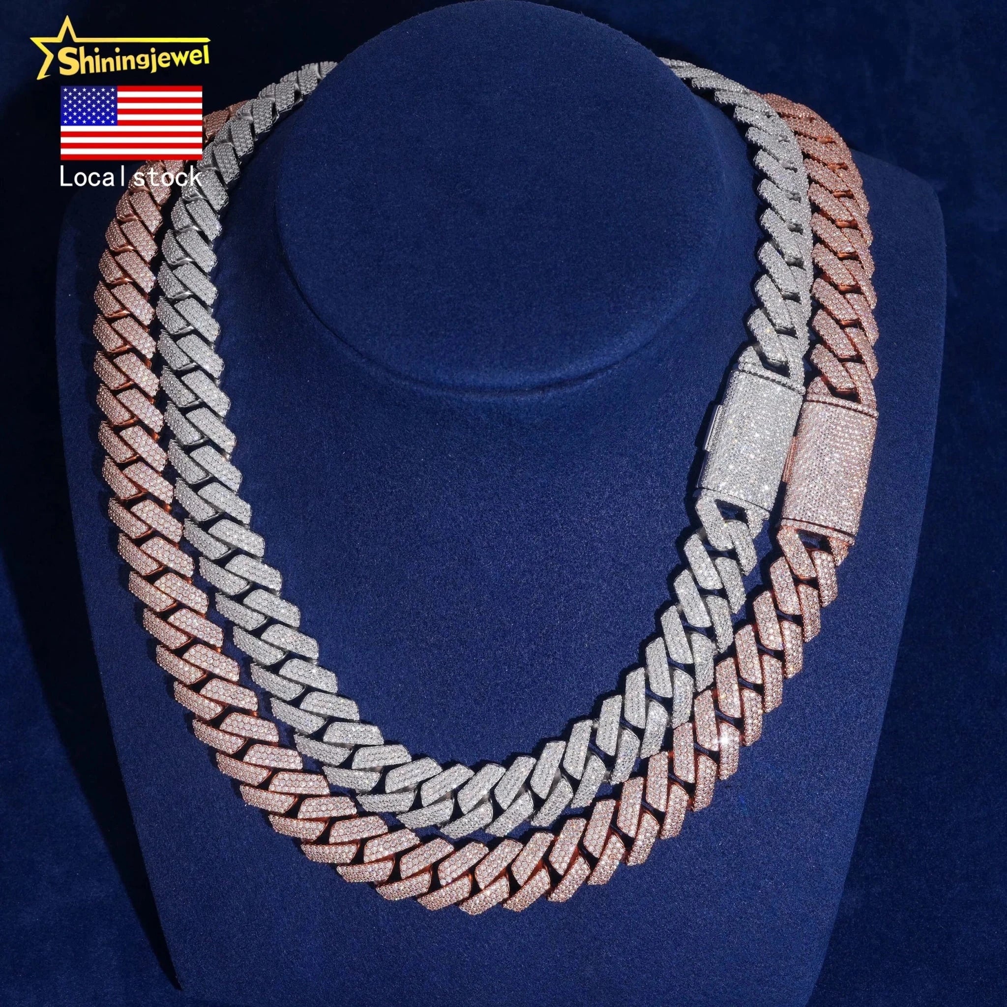 15MM 3 Rows Moissanite Cuban Link Chain Sterling Silver Hip Hop Iced Out Men's Necklace Promotion Price USA