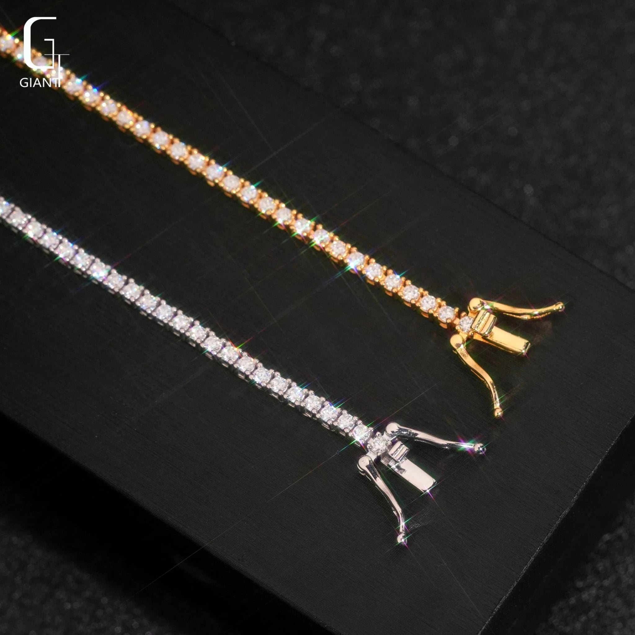 2MM Moissanite Diamond Tennis Chain Necklace Silver