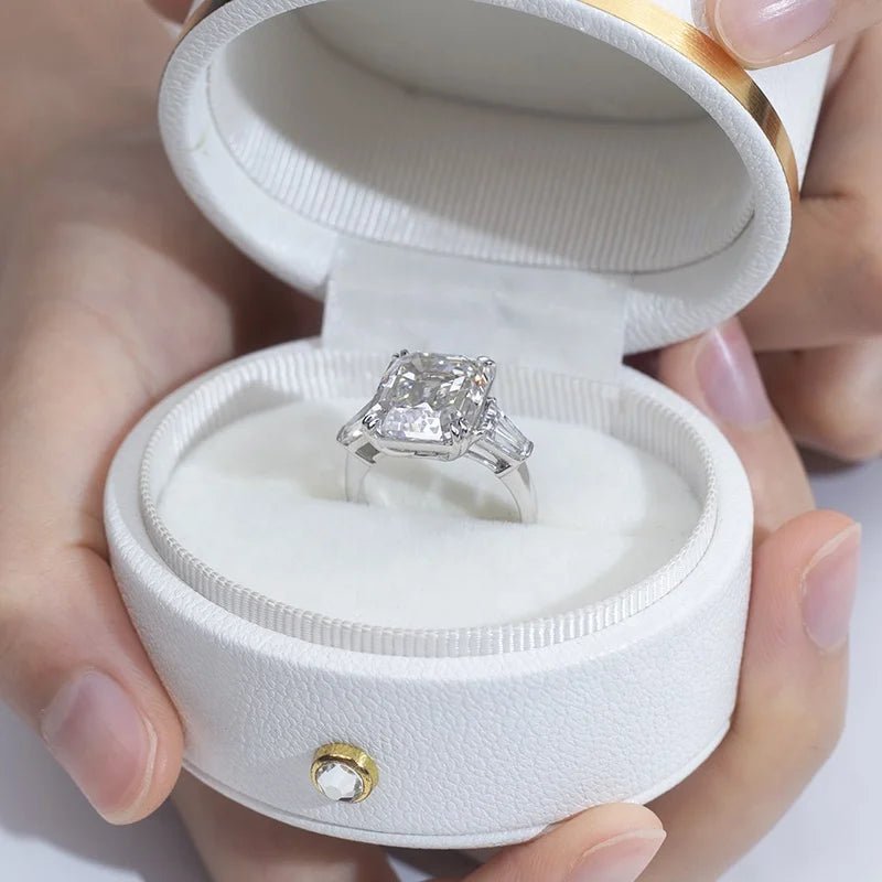 Emerald Cut Lab Diamond Ring 18K Gold Wedding Band