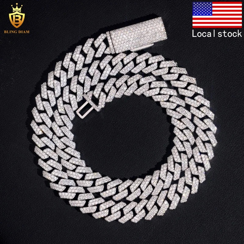 925 Silver VVS Moissanite Cuban Link Chain Necklace Bracelet