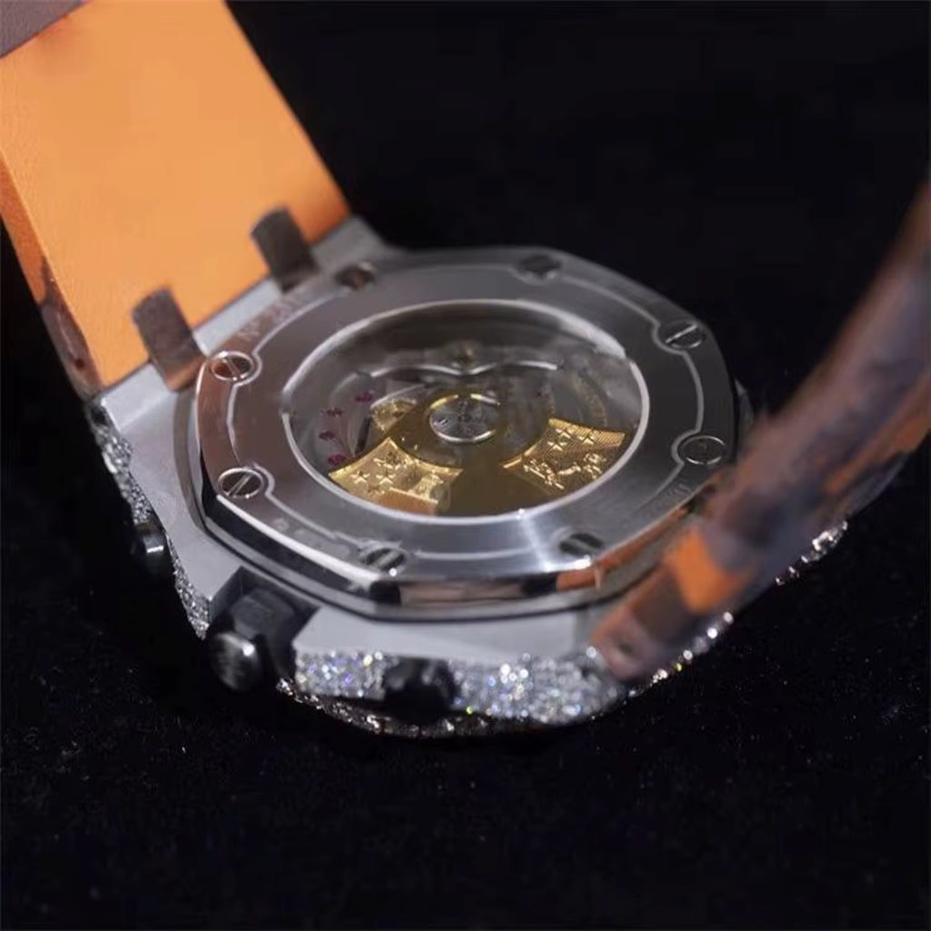 Moissanite Glass Dial Rubber Band Men's Watch - The Gold Collective