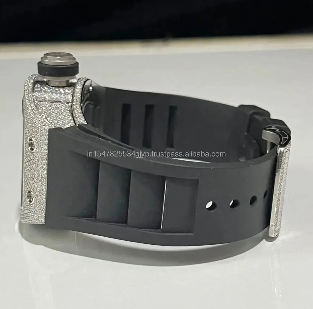 Moissanite Watch for Men Stainless Steel Hip Hop Style