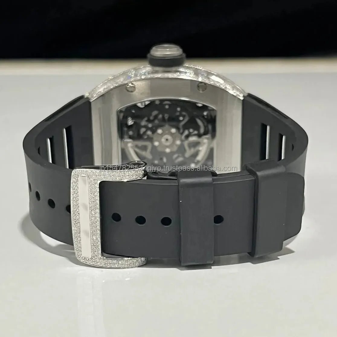 Moissanite Watch for Men Stainless Steel Hip Hop Style